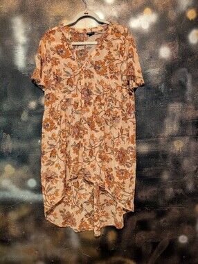 Torrid Floral High-Low Dress in Peach and Rust